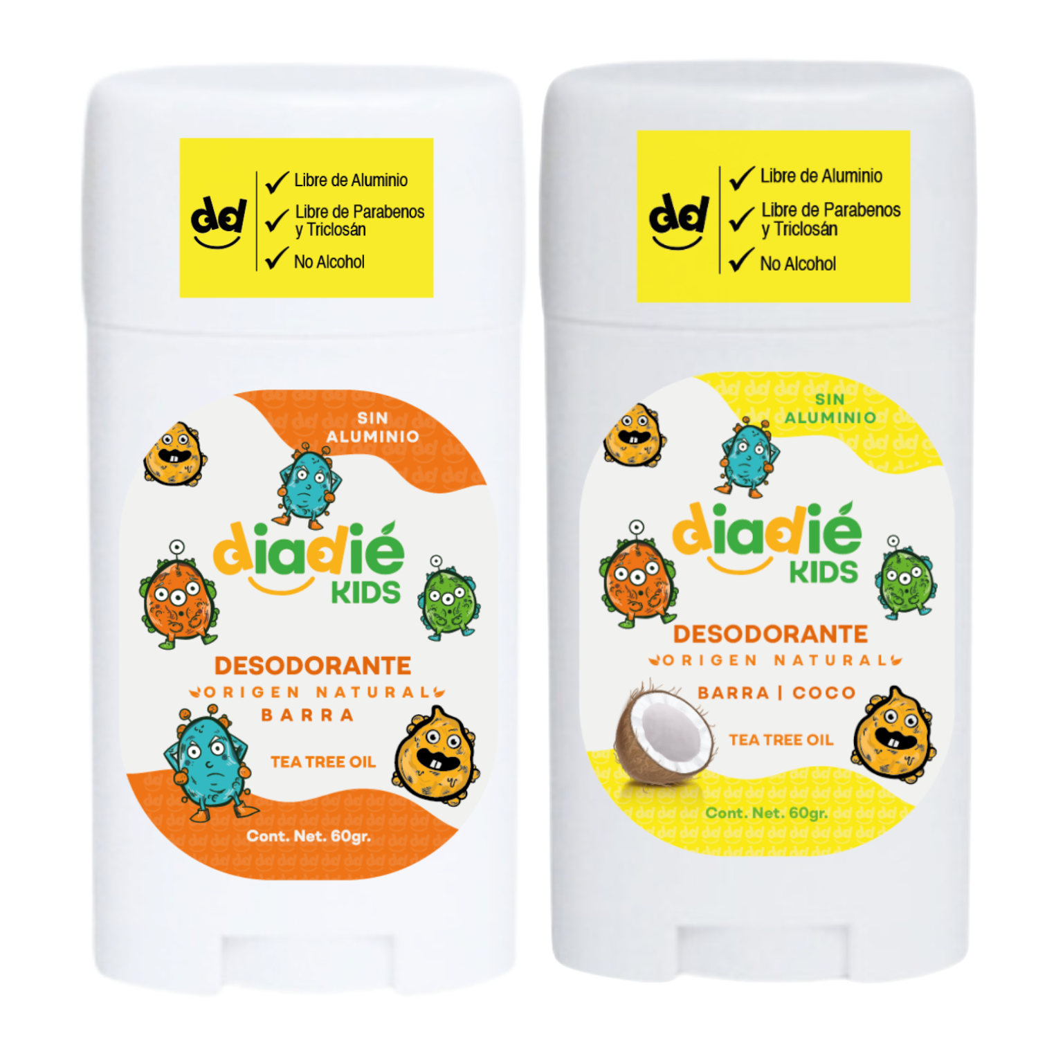 DIADIE KIDS Desodorante natural para niños. Elimina mal olor. Barra. Unisex