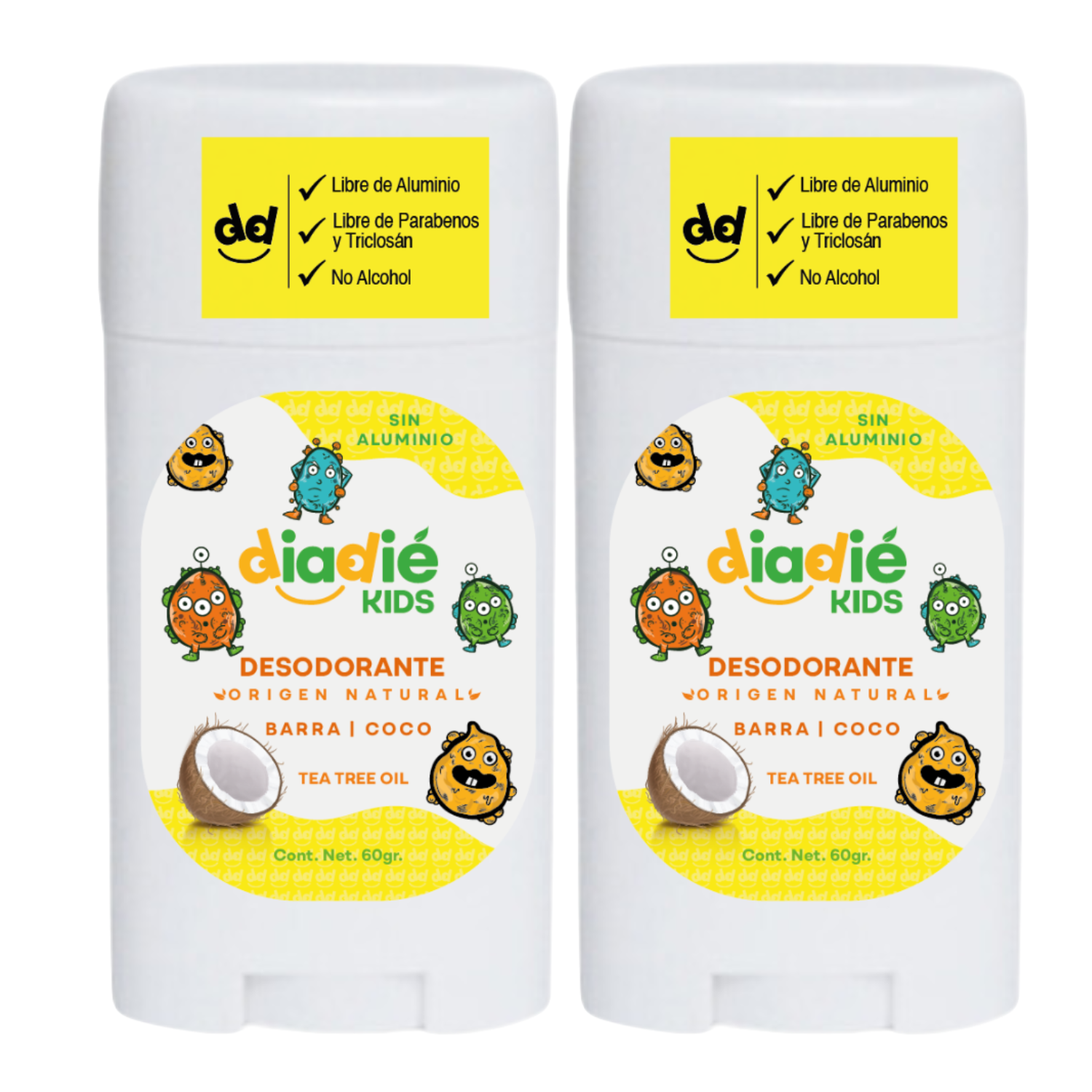 DIADIE KIDS Desodorante natural para niños. Elimina mal olor. Barra. Unisex