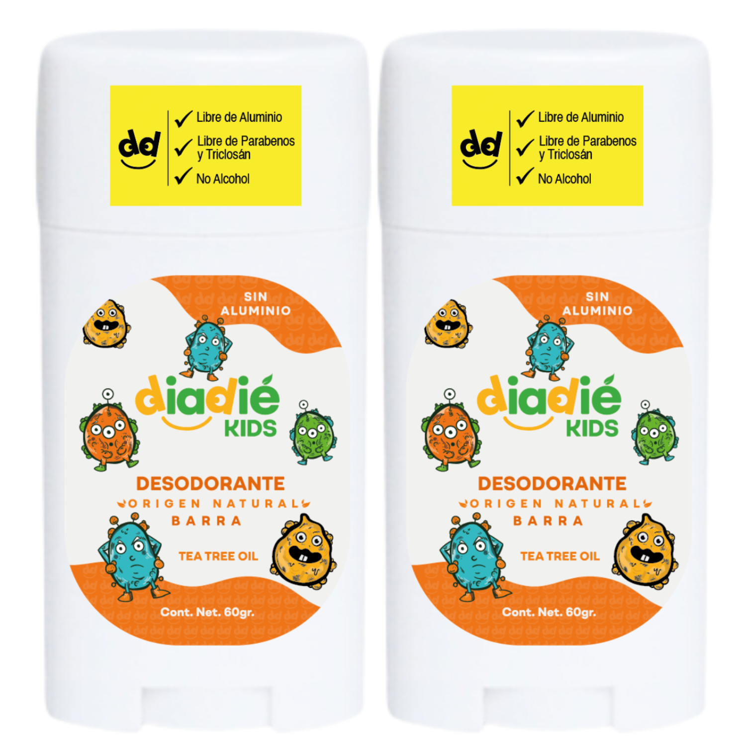 DIADIE KIDS Desodorante natural para niños. Elimina mal olor. Barra. Unisex
