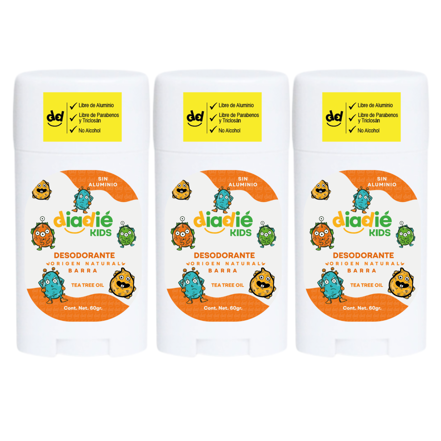 DIADIE KIDS Desodorante natural para niños. Elimina mal olor. Barra. Unisex