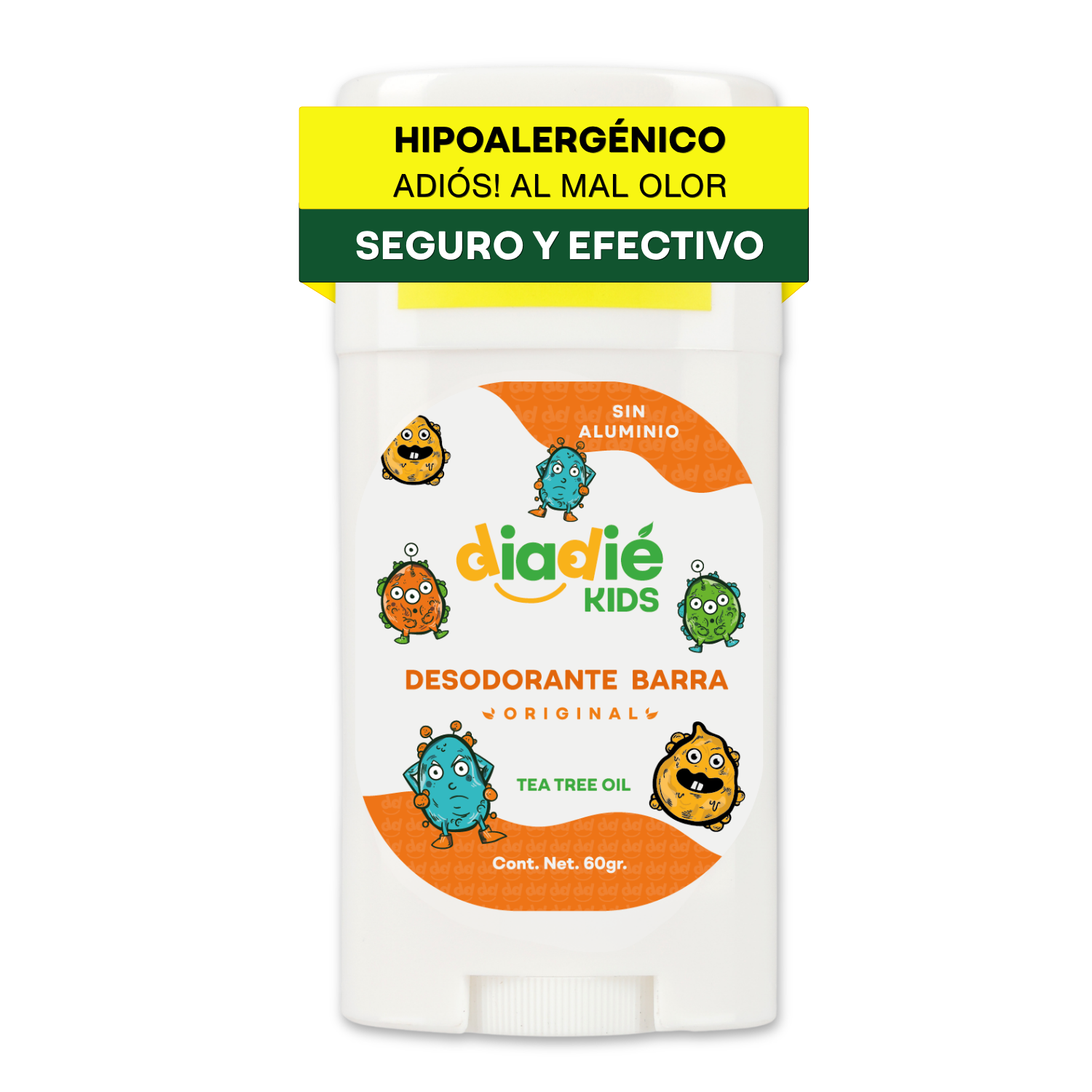 DIADIE KIDS Desodorante Natural para Niños | Sin Aluminio | Hipoalergénico | Original | 7+ años | 60g | 2 Piezas