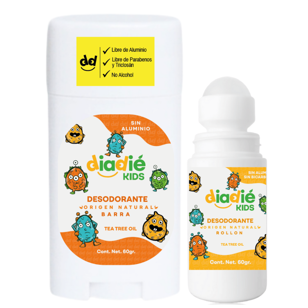 DIADIE KIDS Desodorante natural para niños. Unisex. Elimina mal olor. Rollon