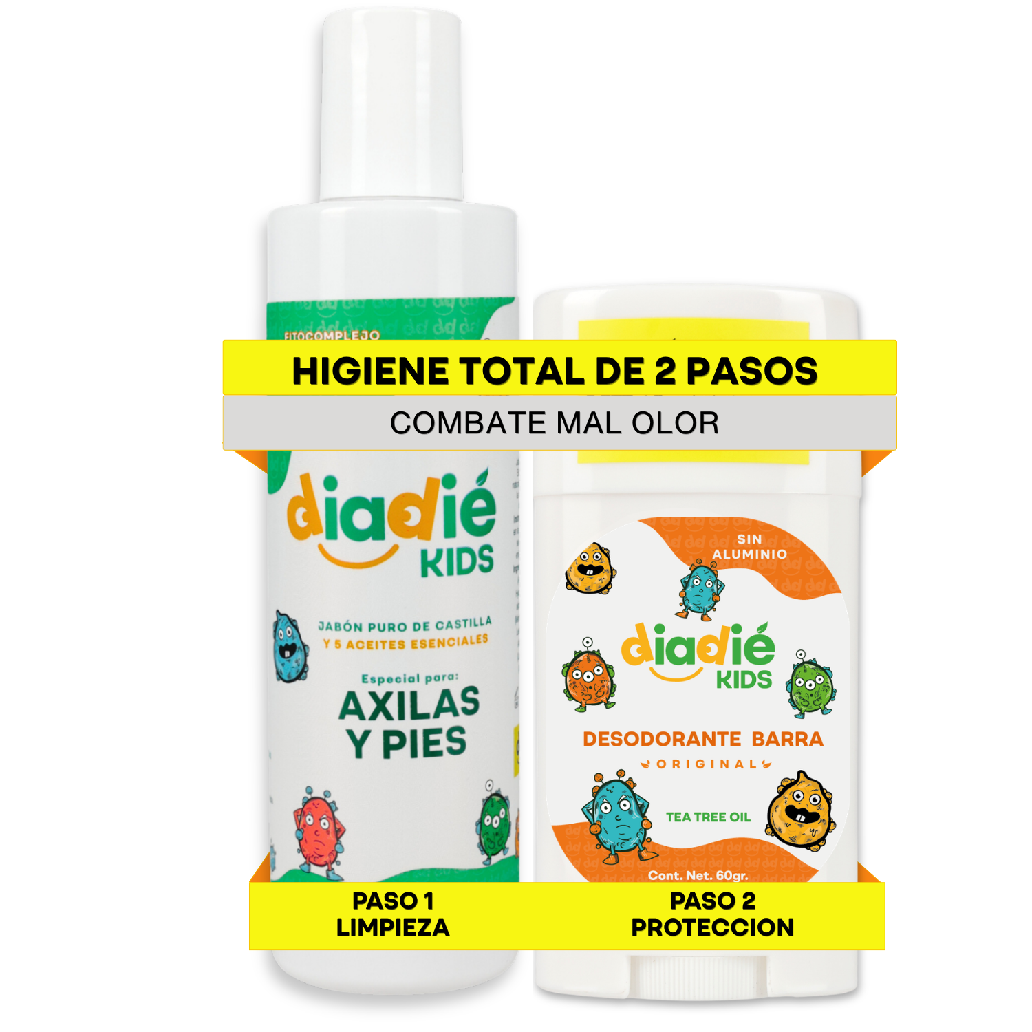 DIADIE KIDS Jabón líquido desodorante para axilas y pies. Para niños. Unisex. Elimina mal olor