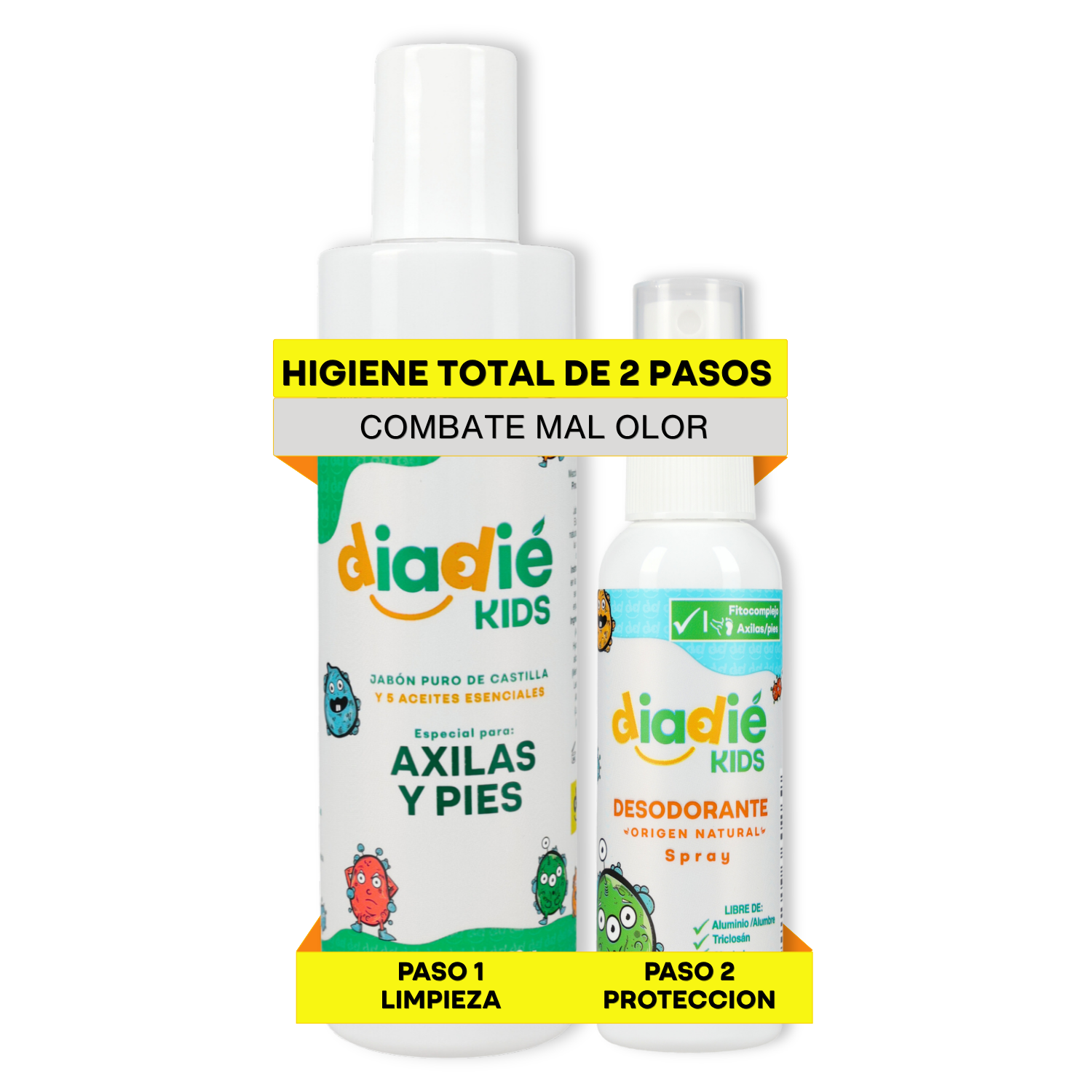 DIADIE KIDS Jabón líquido desodorante para axilas y pies. Para niños. Unisex. Elimina mal olor