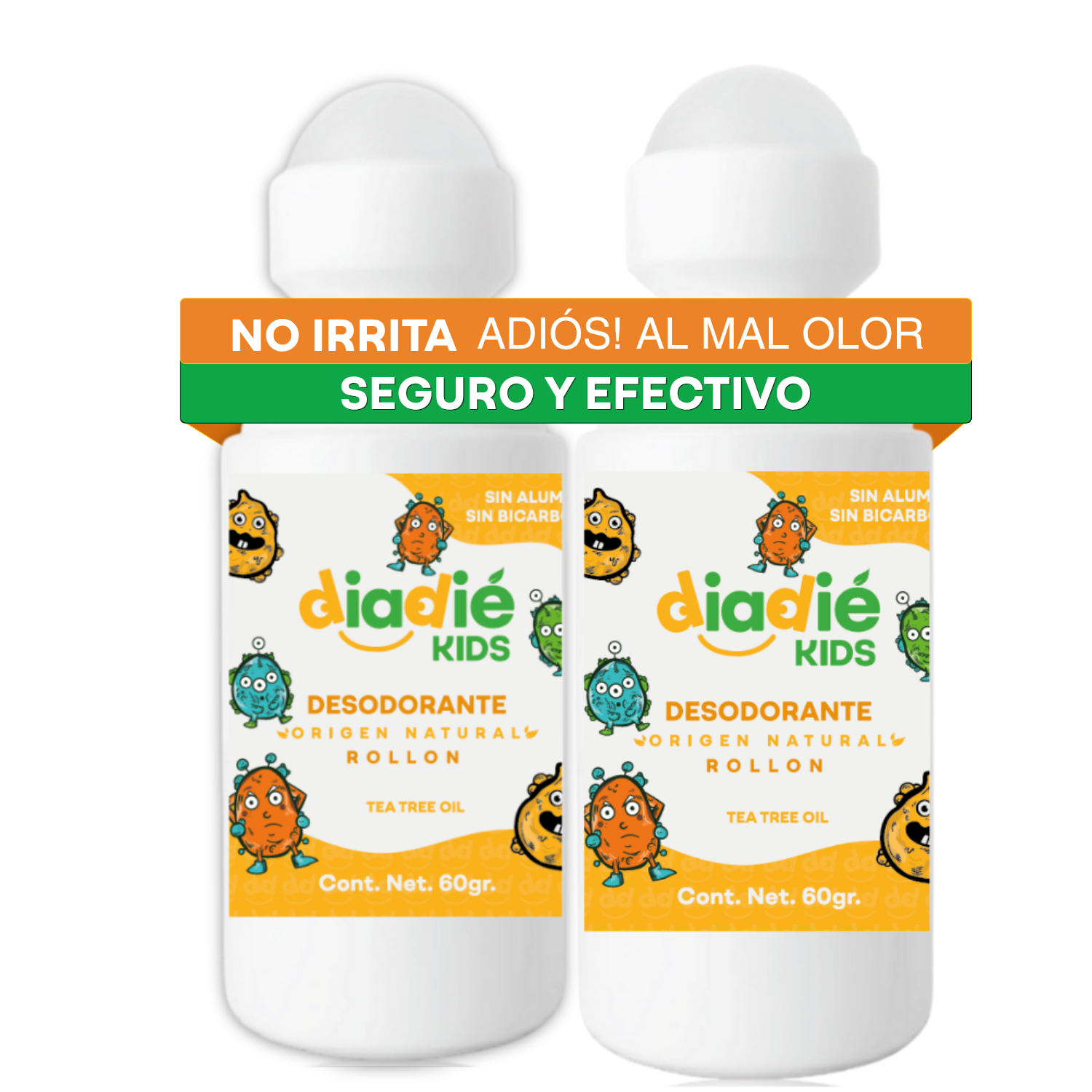 DIADIE KIDS Desodorante natural para niños. Unisex. Elimina mal olor. Rollon