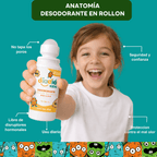 DIADIE KIDS Desodorante natural para niños. Unisex. Elimina mal olor. Rollon