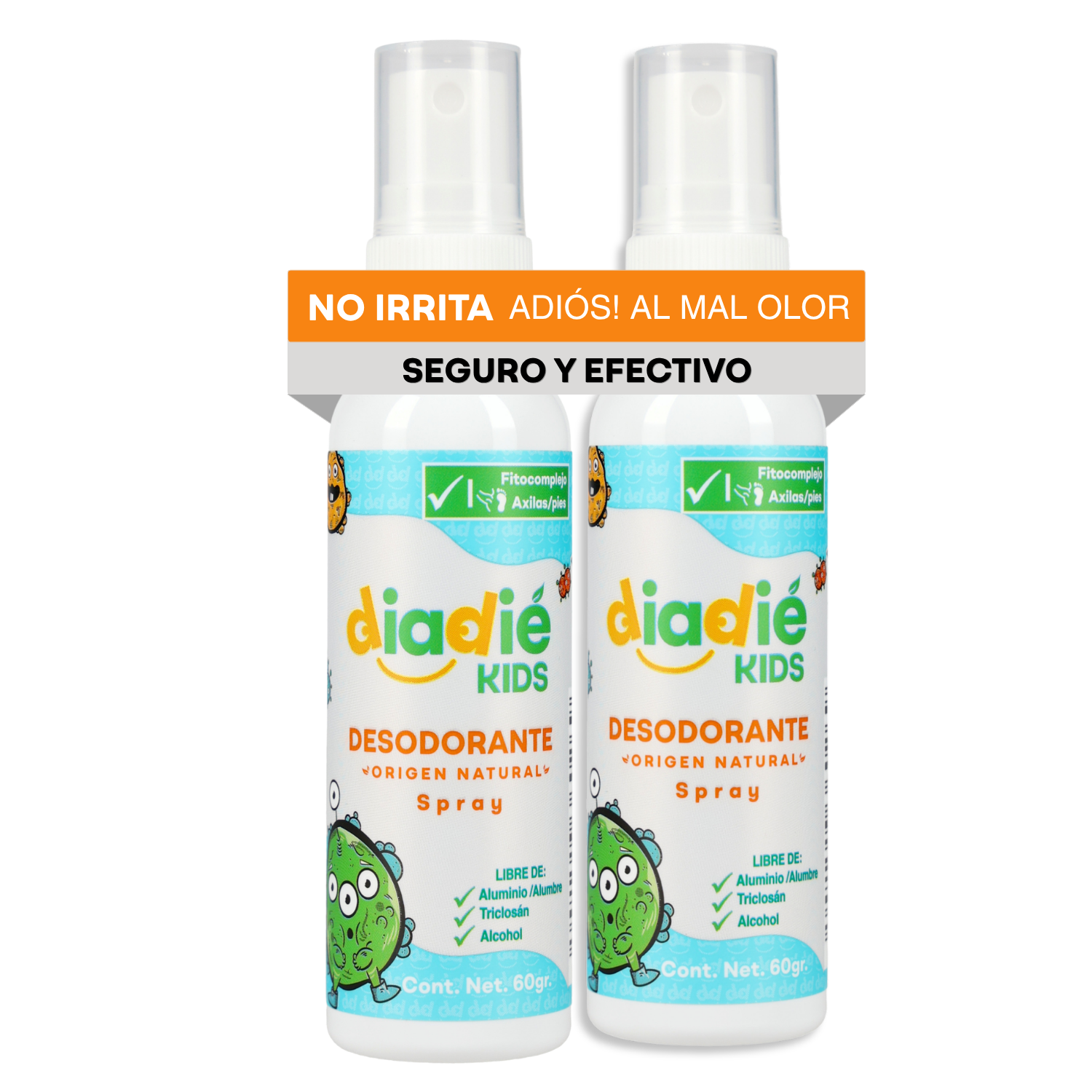 DIADIE KIDS | Desodorante Natural Para Niños en Spray liquido | Axilas y Pies | Sin Aluminio | Elimina Mal Olor | Extracto de Salvia | No irrita | 8 a 13 años | 60g | 1 Pieza