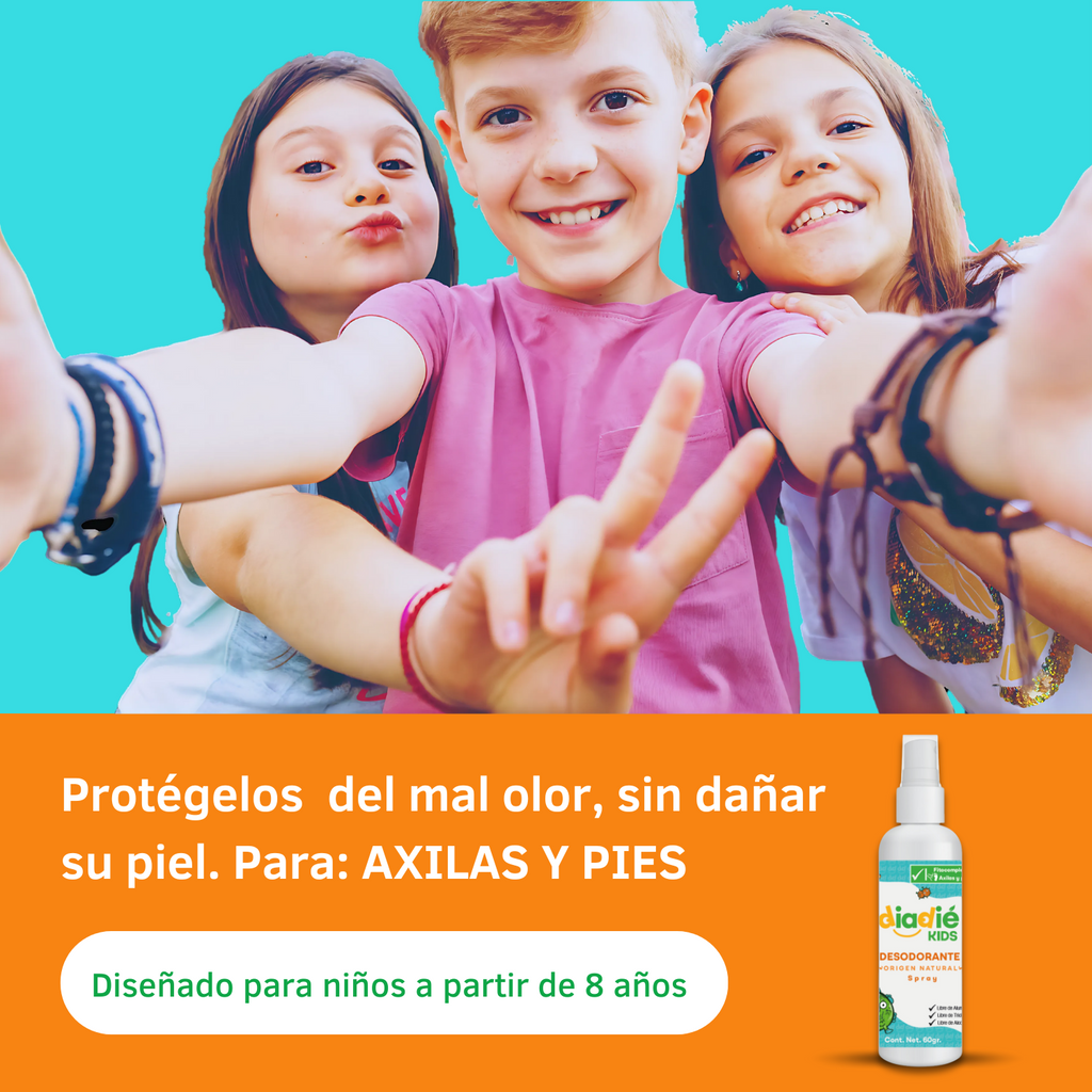 DIADIE KIDS Desodorante natural para niños. Unisex. Elimina mal olor. Spray liquido rociador