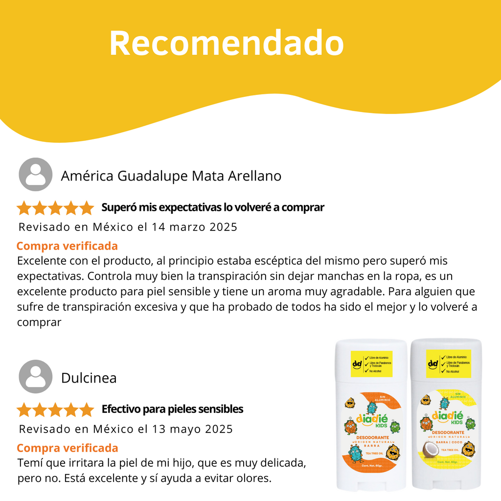DIADIE KIDS Desodorante natural para niños. Elimina mal olor. Barra. Unisex