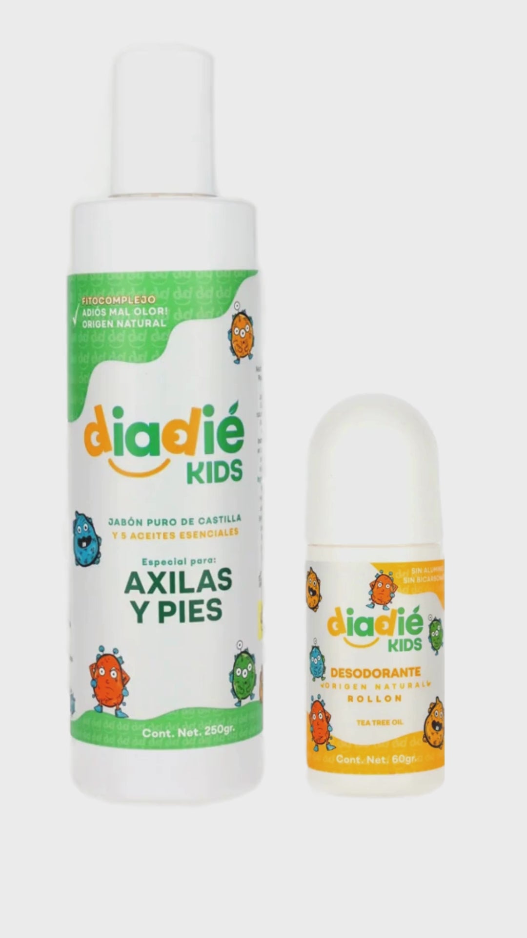 DIADIE KIDS Jabón líquido desodorante para axilas y pies. Para niños. Unisex. Elimina mal olor