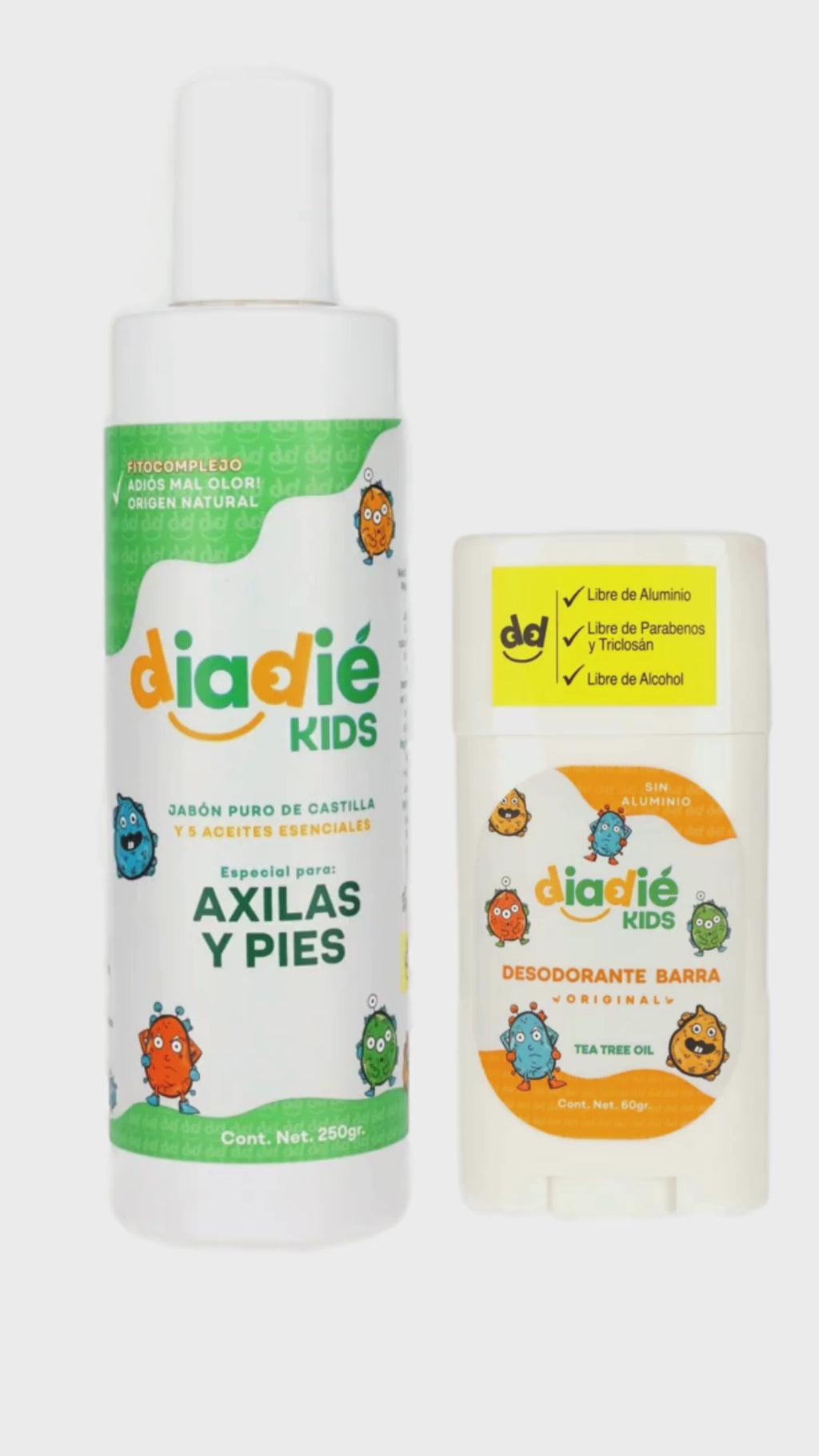 DIADIE KIDS Jabón líquido desodorante para axilas y pies. Para niños. Unisex. Elimina mal olor